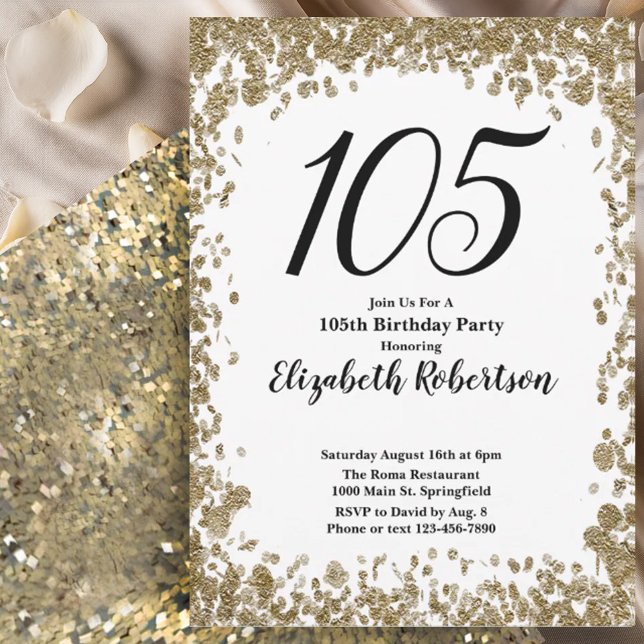 Invitación elegante para sus 105 años en oro para  (Subido por el creador)