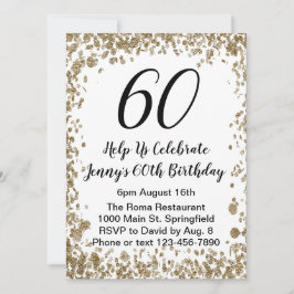 Invitación elegante para sus 60 años en oro para e