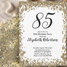 Invitación elegante para sus 85 años en oro para e