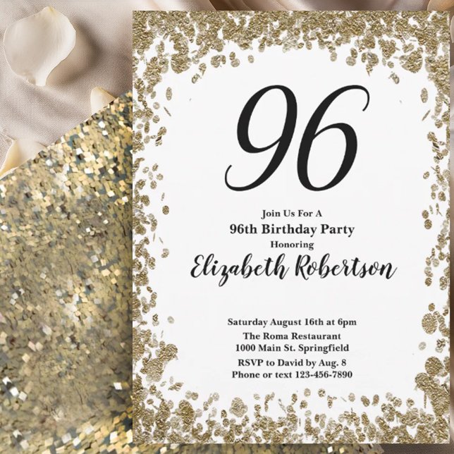 Invitación elegante para sus 96 años en oro (Subido por el creador)