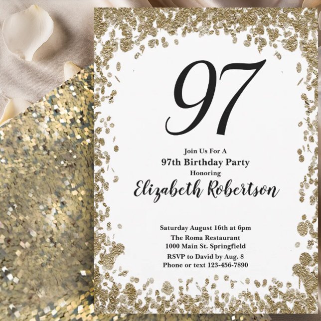 Invitación elegante para sus 97 años en oro para e (Subido por el creador)