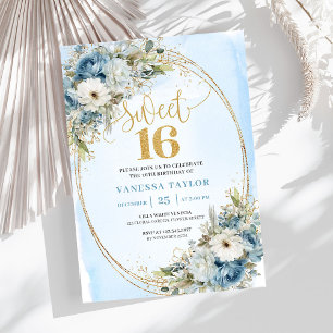Invitación elegante para Sweet Sixteen con verde a