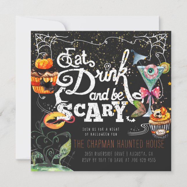 Invitación elegante para una fiesta de Halloween (Anverso)