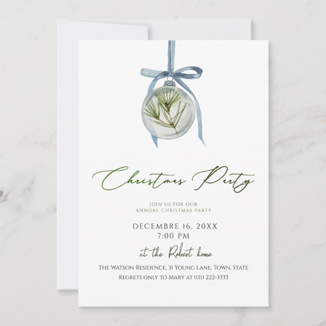 Invitación elegante para una fiesta de Navidad (Anverso)