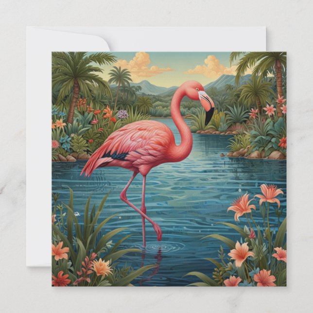 Invitación Elegante paraíso tropical flamingo rosa (Anverso)