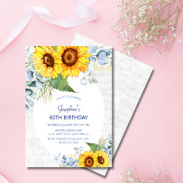 Invitación Elegante Pared Girasol Brick Floral Cumpleaños