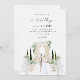 Invitación Elegante pareja estética boda jardín acuarela
