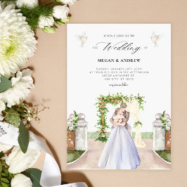 Invitación Elegante pareja estética boda jardín acuarela