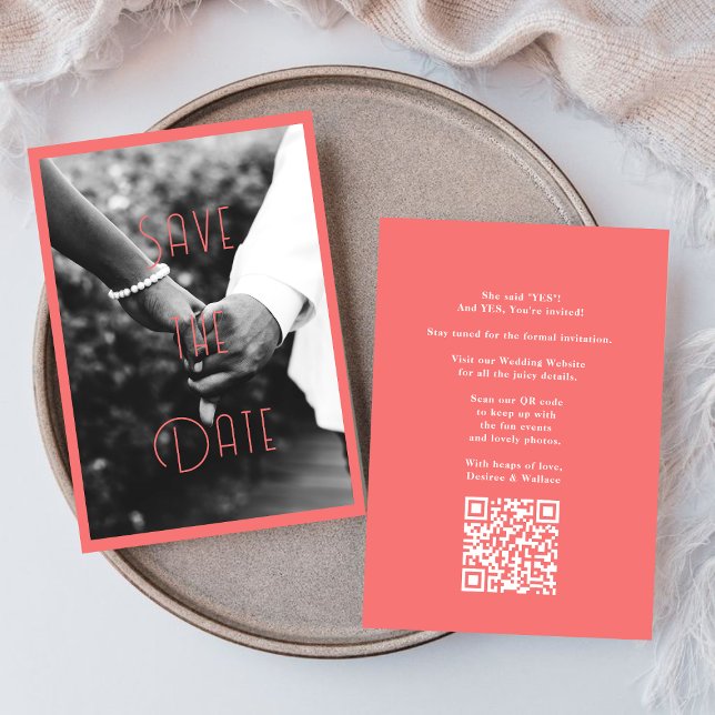 Invitación Elegante Pareja Rosa Romántica Foto Guardar fecha (Subido por el creador)