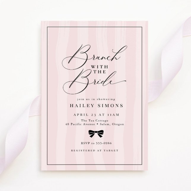 Invitación Elegante paro rosado Black Bow Bridal Shower Brunc (Subido por el creador)