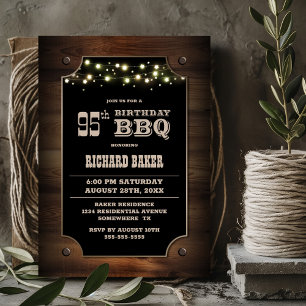 Invitación Elegante parrilla de 95º cumpleaños de madera