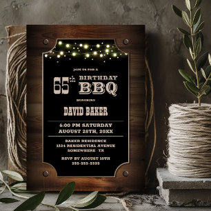 Invitación Elegante parrilla de madera 65 cumpleaños