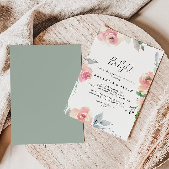 Invitación Elegante parrillada Rubor BabyQ Baby Shower (Subido por el creador)