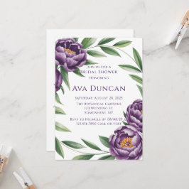 Invitación Elegante partido Bachelorette de Purple Peonies