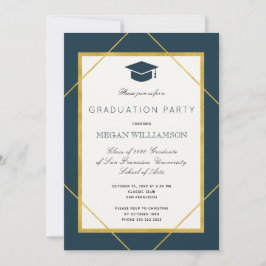 Invitación Elegante partido clásico de graduación de la marin
