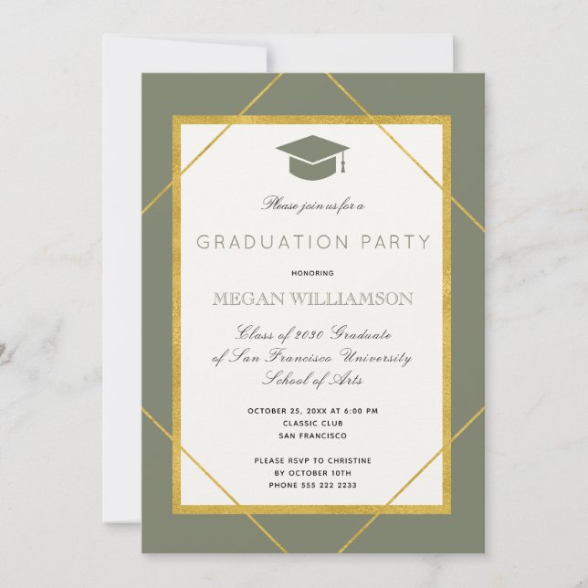 Invitación Elegante partido clásico de graduación del sage de (Anverso)