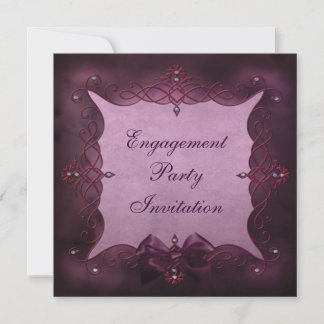 Invitación Elegante Partido Compromiso de Bling & Bow Purple