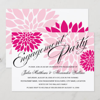 Invitación Elegante Partido Compromiso Fuchsia de Burst Flora