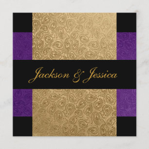 Invitación Elegante Partido Compromiso Gold Purple Paisley