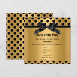 INVITACIÓN ELEGANTE PARTIDO DE BACHELORETTE DE ORO NEGRO