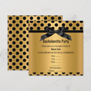 INVITACIÓN ELEGANTE PARTIDO DE BACHELORETTE DE ORO NEGRO