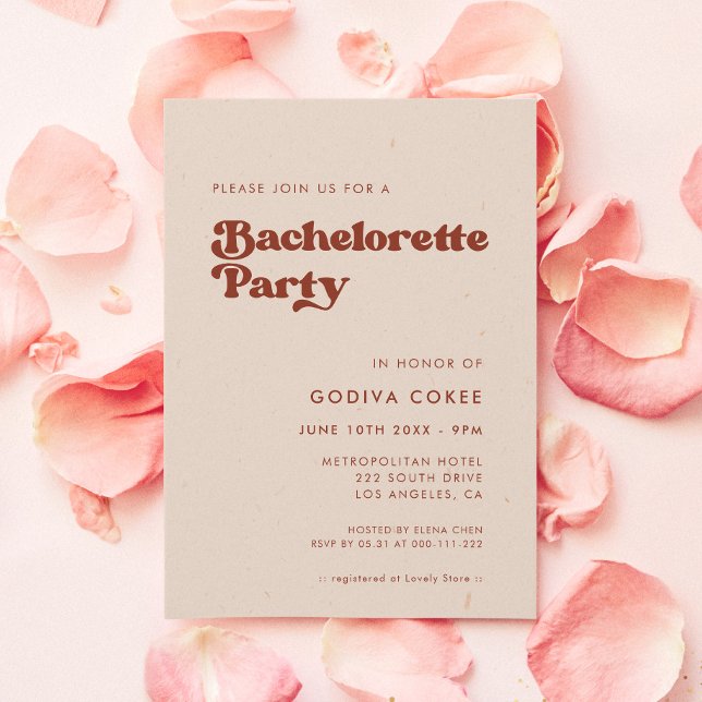 Invitación Elegante partido de Bachelorette rosa de durazno r (Subido por el creador)