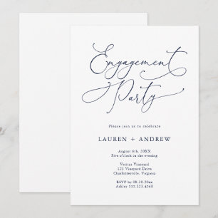 Invitación Elegante Partido de Compromiso Azul de la Marina