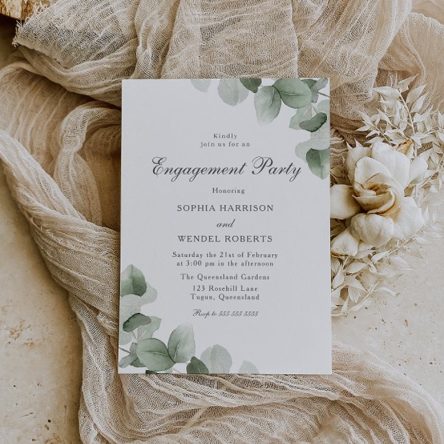 Invitación Elegante partido de compromiso Boda de las hojas v (Subido por el creador)
