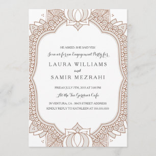 Invitación Elegante Partido de Compromiso Boda Mehndi