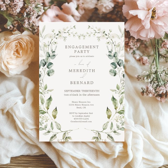 Invitación Elegante Partido de Compromiso Botánico (Subido por el creador)