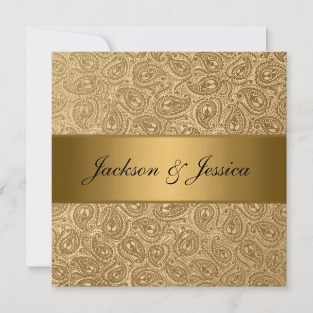 Invitación Elegante Partido de Compromiso con el Bronce Gold (Anverso)