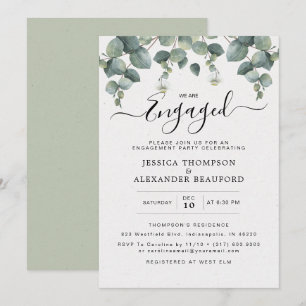 Invitación Elegante Partido de Compromiso con Eucalyptus