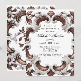 Invitación Elegante Partido de Compromiso de Bodas Barrocos
