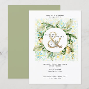 Invitación Elegante Partido de Compromiso de Bodas de Lemon G