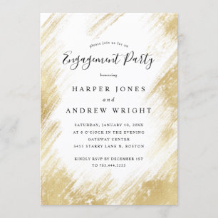 Invitación Elegante Partido de compromiso de broca de oro