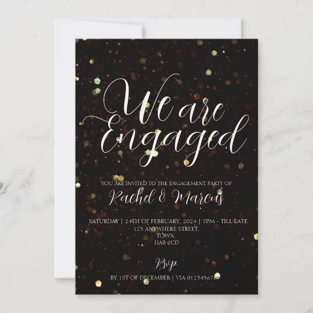 Invitación Elegante Partido de Compromiso de Caligrafía de Or (Anverso)