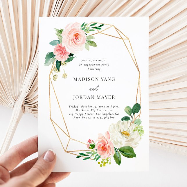 Invitación Elegante partido de compromiso de escritura floral (Subido por el creador)
