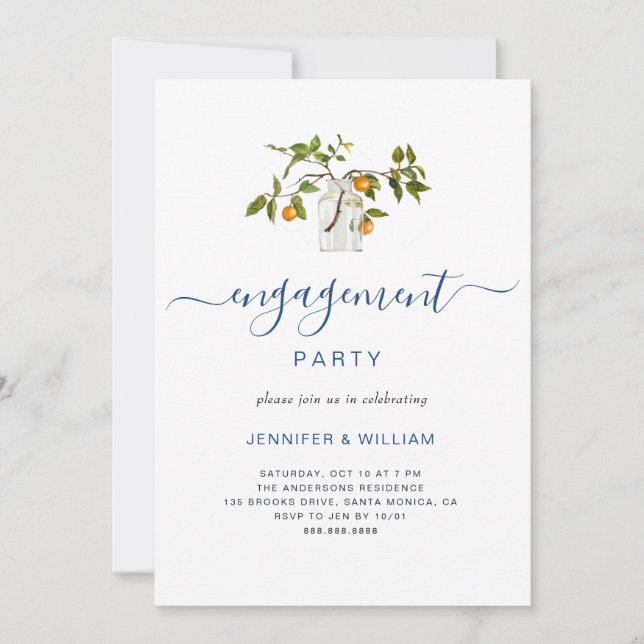 Invitación Elegante Partido de Compromiso de Fotos del Arregl (Anverso)