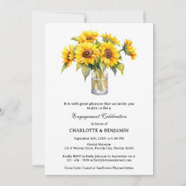 Invitación Elegante Partido de Compromiso de Girasol