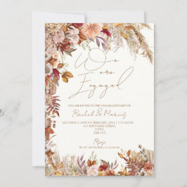 Invitación Elegante Partido de Compromiso de Grass White Flor