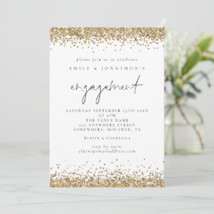 Invitación Elegante Partido de Compromiso de Guión Purpurina 