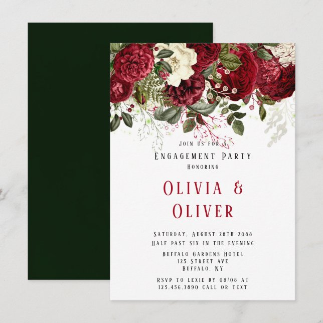 Invitación Elegante Partido de Compromiso de los Pueblos Rojo (Anverso / Reverso)