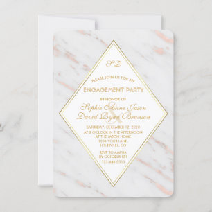 Invitación Elegante Partido de Compromiso de Mármol de Oro Ro