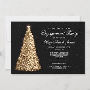 Invitación Elegante Partido de Compromiso de Navidades Gold