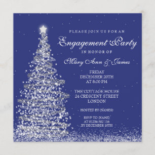Invitación Elegante Partido de Compromiso de Navidades, Marin