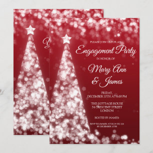 Invitación Elegante partido de compromiso de Navidades rojos