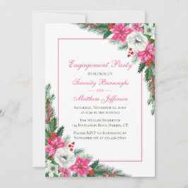 Invitación Elegante Partido de Compromiso de Navidades Rosado