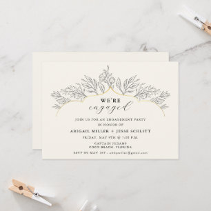 Invitación Elegante Partido de Compromiso de Oro