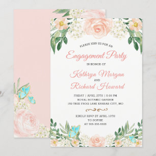 Invitación Elegante partido de compromiso de primavera floral