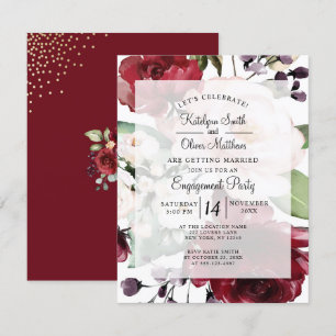 Invitación Elegante Partido de Compromiso de Relieve metaliza